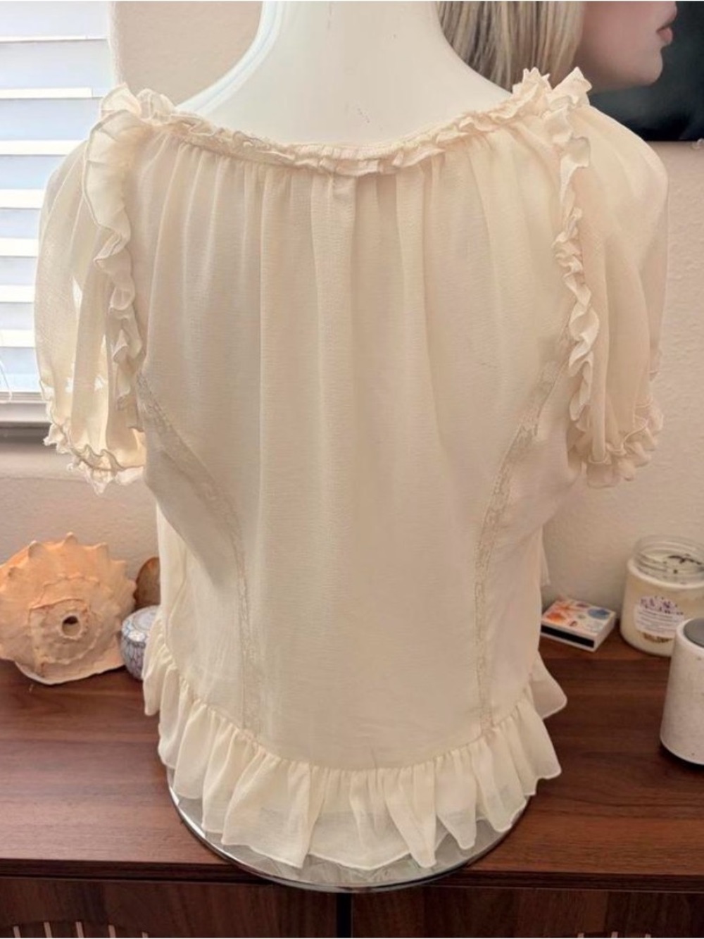 Urban outfitters Ivory Ruffle Tie-Front Women's Top - Picture 4 of 4